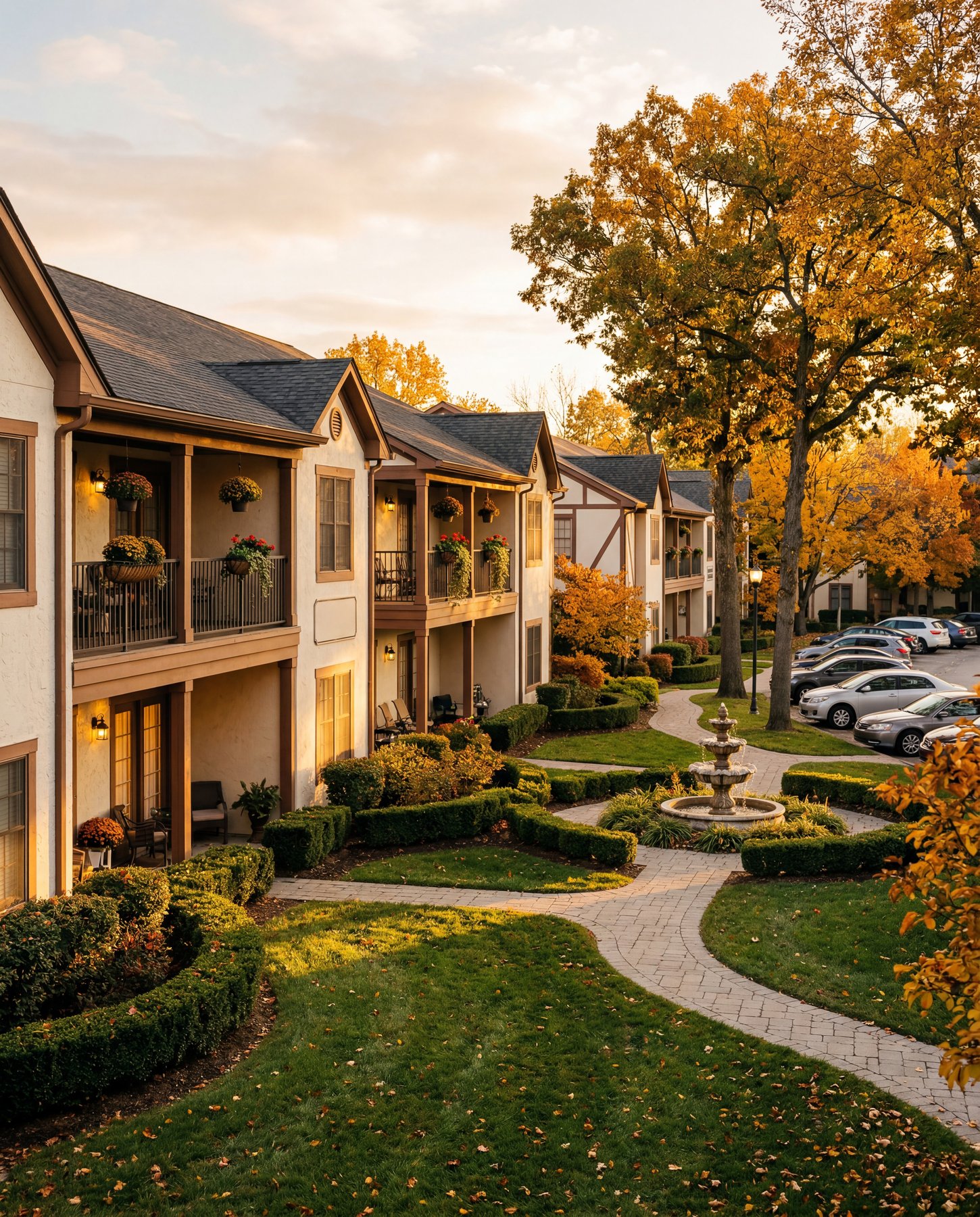 A residential community at golden hour — CG2RE's commitment to quality housing.